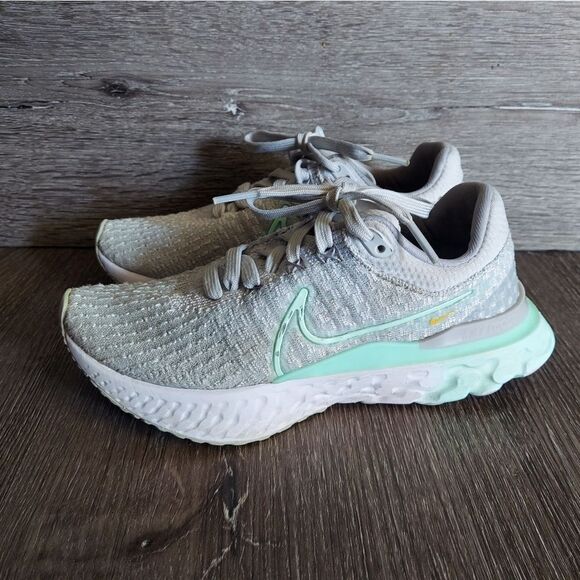Nike React Infinity Run Flyknit 3 Pure Platinum/Mint Foam/White Running Shoe 5 - Picture 4 of 10